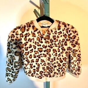 WONDER NATION LEOPARD PRINT FUR JACKET SIZE GIRLS SMALL 6/6X
